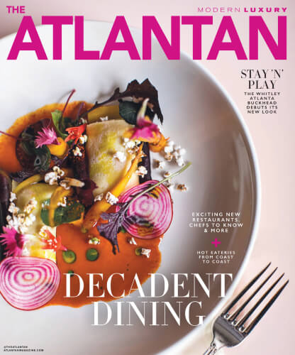 Cover of The Atlantan magazine showing a plate of arranged food.