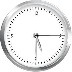 Clock showing 5:30.